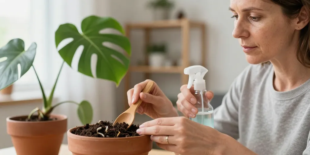 vers dans les plantes d'intérieur