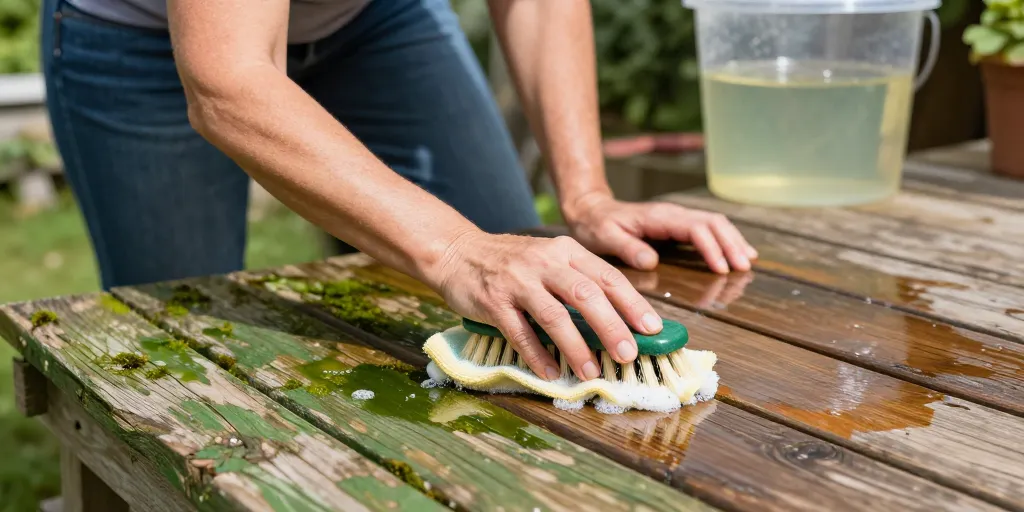 enlever le vert sur terrasse bois